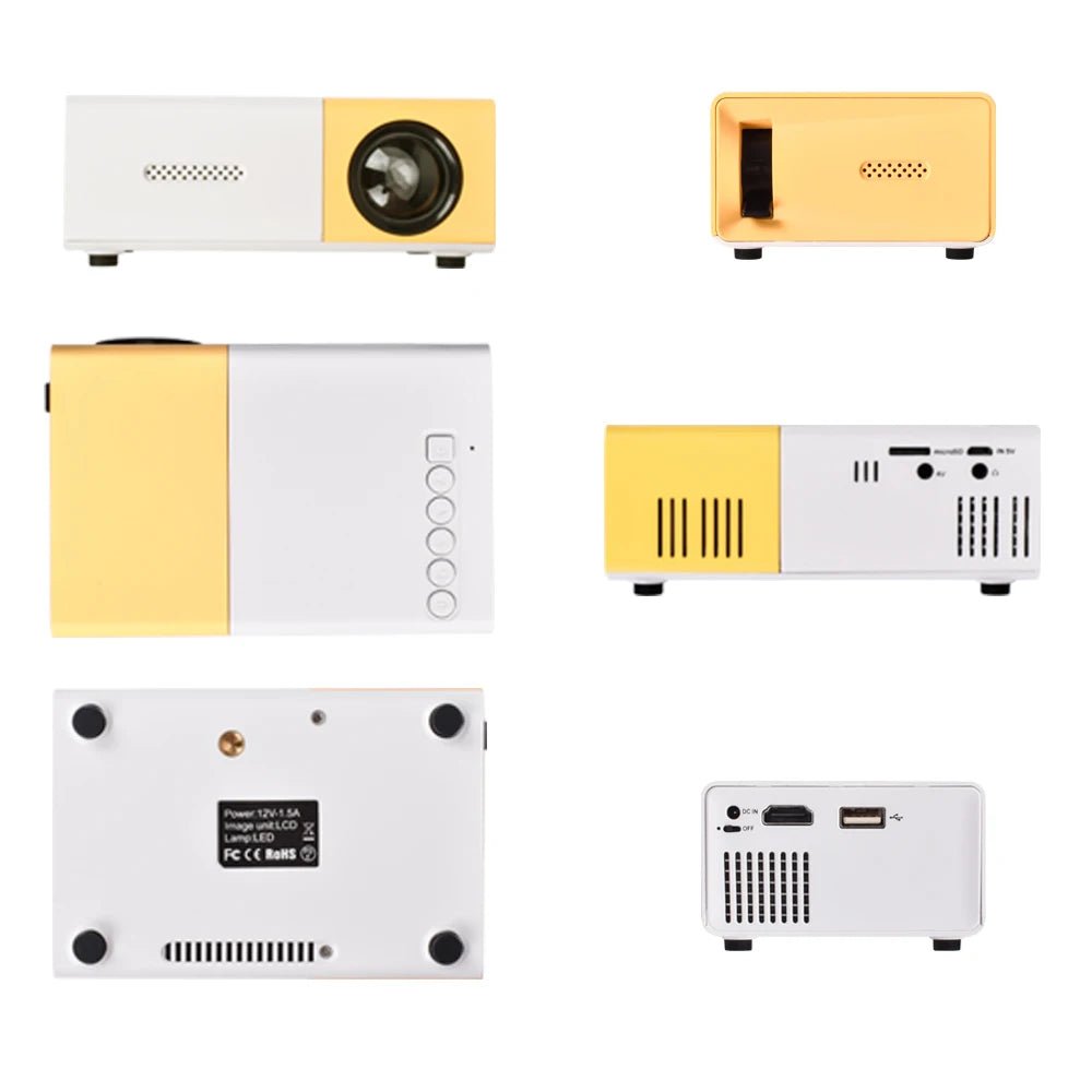 "Mini Projector – 1080P Full HD Support, Portable LED Projector, 4K Video Playback, Multiple Connectivity Options " - Futures - GizmosFutures - GizmosYellow Eu Plug"Mini Projector – 1080P Full HD Support, Portable LED Projector, 4K Video Playback, Multiple Connectivity Options "