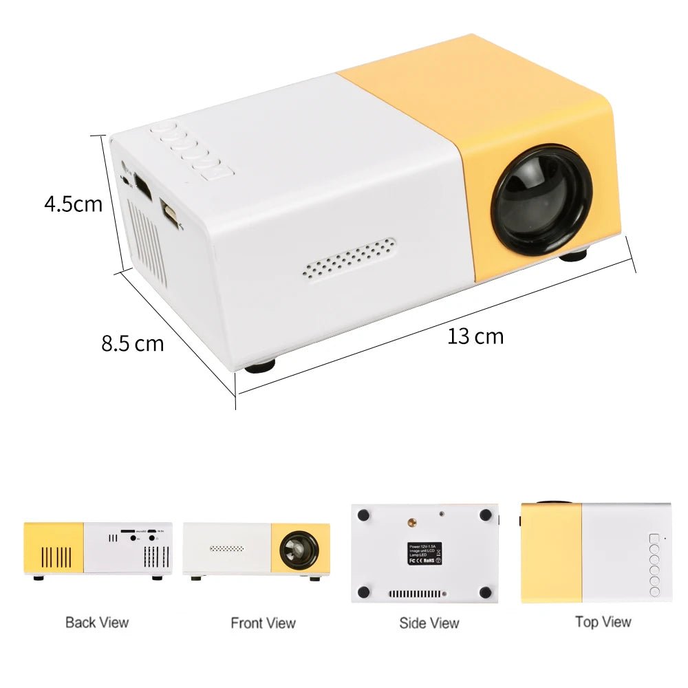 "Mini Projector – 1080P Full HD Support, Portable LED Projector, 4K Video Playback, Multiple Connectivity Options " - Futures - GizmosFutures - GizmosYellow Eu Plug"Mini Projector – 1080P Full HD Support, Portable LED Projector, 4K Video Playback, Multiple Connectivity Options "